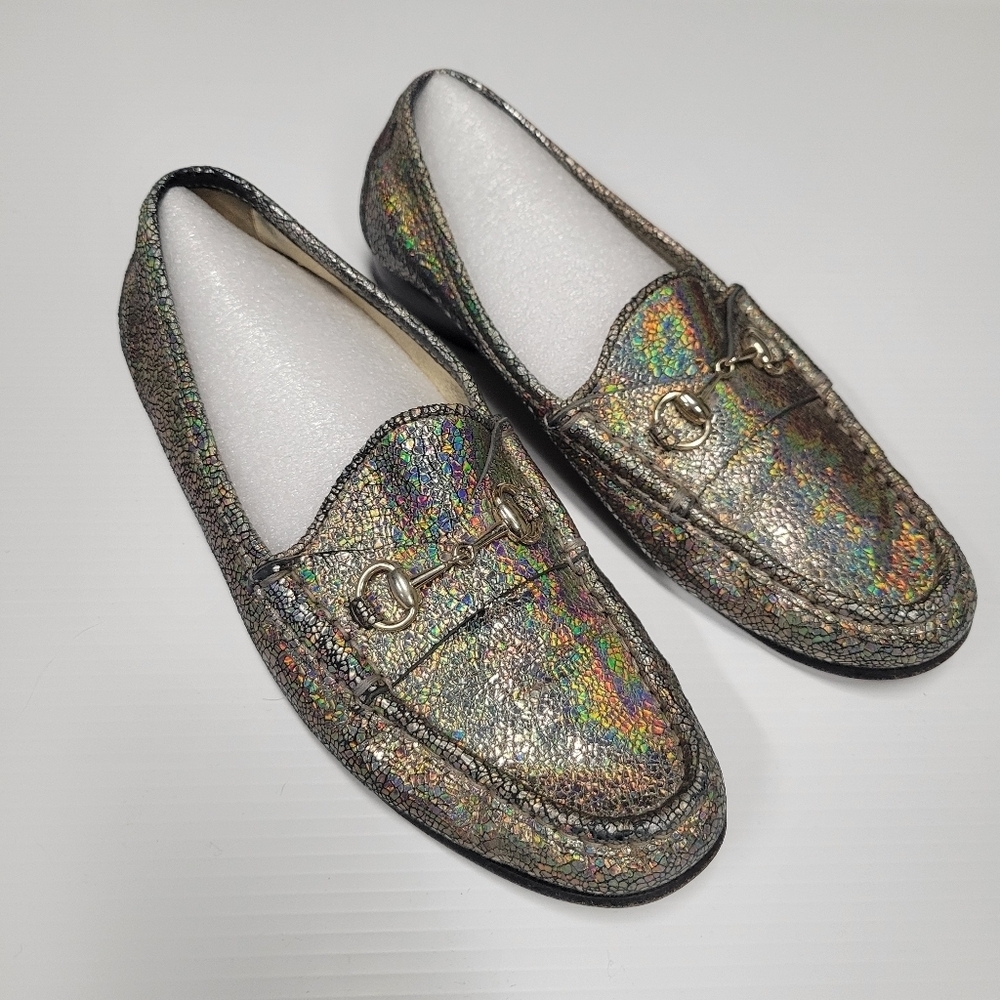 Gucci 60th Anniversary 1953 Holographic Tan Leather Horsebit Loafers 36.5 6.5 - Picture 2 of 9